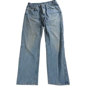 Wrangler Jeans Mens 34x32 Relaxed Fit Light Blue Denim Straight Leg Cotton